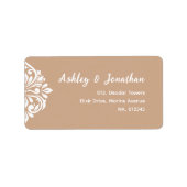 Damask Ambiente: Elegante, einzigartige Beige-Adre Adressaufkleber (Vorne)