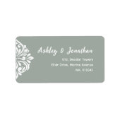 Damask Ambiente: Elegante, einzigartige Olive-Adre Adressaufkleber (Vorne)