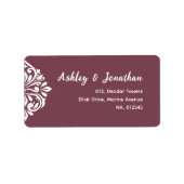 Damask Ambiente: Elegante einzigartige Rote Adress Adressaufkleber (Vorne)