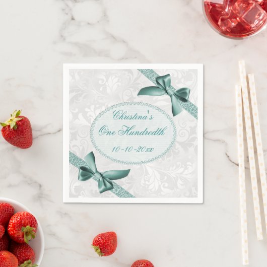 Damask and Bows One Hundredth Birthday Serviettes Serviette (Beispiel)
