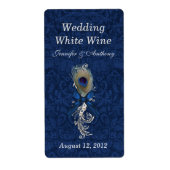 Damask and Peacock Feather Wedding Mini Wine (Vorne)