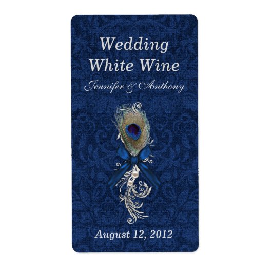 Damask and Peacock Feather Wedding Mini Wine (Vorne)
