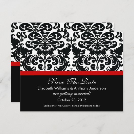 Damask Ankündigung Datum freihalten Red (Vorne/Hinten)
