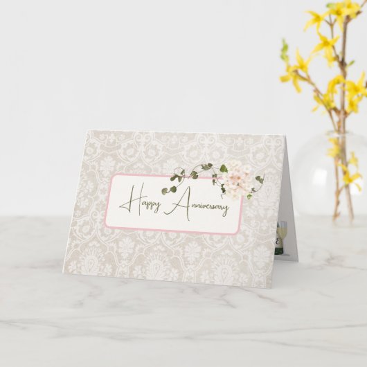 Damask Anniversary Hydrangea Bouquet Karte (Gelbe Blume)