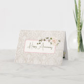 Damask Anniversary Hydrangea Bouquet Karte (Vorderseite)