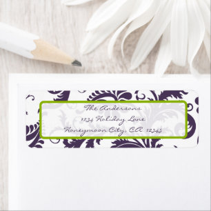 Damask Apple Green & Lapis Lila-Adressetikett