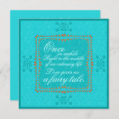 Damask Aqua Blue Romance Wedding Einladung (Vorne/Hinten)