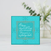 Damask Aqua Blue Romance Wedding Einladung (Stehend Vorderseite)