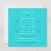 Damask Aqua Blue Romance Wedding Einladung (Rückseite)