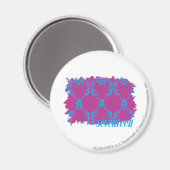 Damask Aqua-Lila 2 Magnet (Vorderseite/Rückseite)