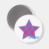 Damask Aqua-Lila 3 Magnet (Vorderseite/Rückseite)