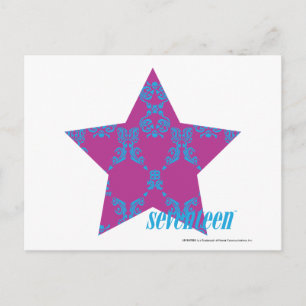 Damask Aqua-Lila 3 Postkarte