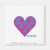 Damask Aqua-Lila 4 Magnet (Vorne)