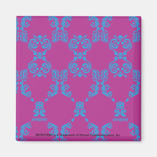 Damask Aqua-Lila Magnet (Vorne)