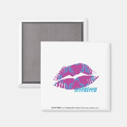 Damask Aqua-Lila Magnet (Vorderseite/Rückseite)