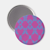Damask Aqua-Lila Magnet (Vorderseite/Rückseite)