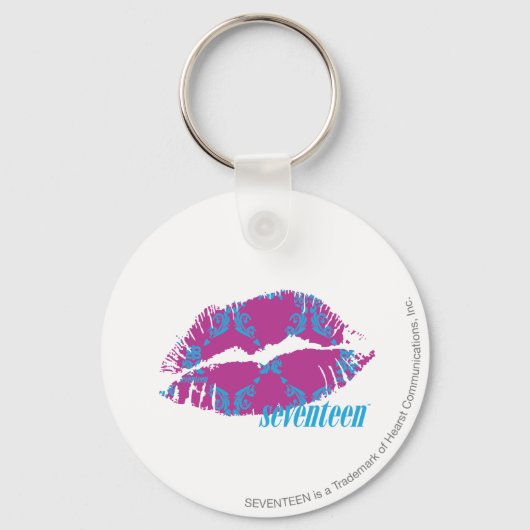 Damask Aqua-Lila Schlüsselanhänger (Vorderseite)