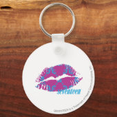 Damask Aqua-Lila Schlüsselanhänger (Vorderseite)