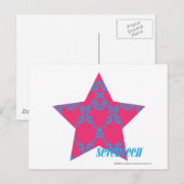 Damask Aqua-Magenta 2 Postkarte (Vorne/Hinten)