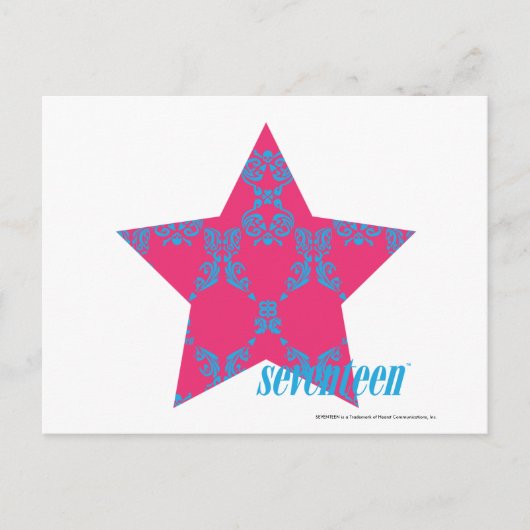Damask Aqua-Magenta 2 Postkarte (Vorderseite)