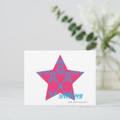 Damask Aqua-Magenta 2 Postkarte (Stehend Vorderseite)