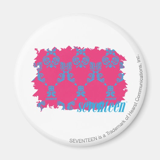 Damask Aqua-Magenta 3 Magnet (Vorne)