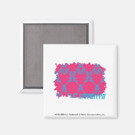 Damask Aqua-Magenta 3 Magnet (Vorderseite/Rückseite)