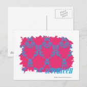 Damask Aqua-Magenta 3 Postkarte (Vorne/Hinten)