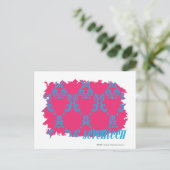 Damask Aqua-Magenta 3 Postkarte (Stehend Vorderseite)