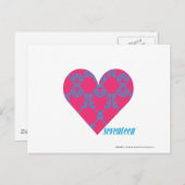 Damask Aqua-Magenta 4 Postkarte (Vorne/Hinten)