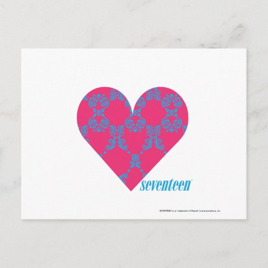 Damask Aqua-Magenta 4 Postkarte (Vorderseite)