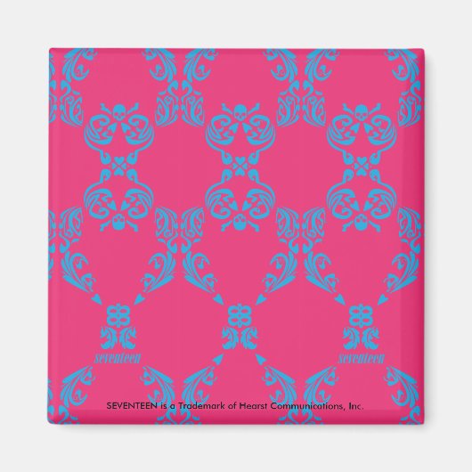 Damask Aqua-Magenta Magnet (Vorne)