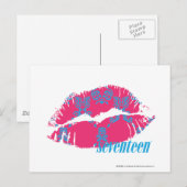 Damask Aqua-Magenta Postkarte (Vorne/Hinten)