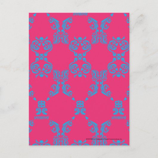 Damask Aqua-Magenta Postkarte (Vorderseite)