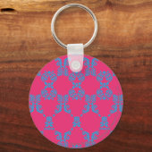 Damask Aqua-Magenta Schlüsselanhänger (Vorderseite)