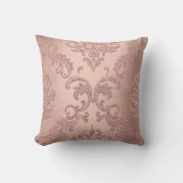 Damask Aqua Pink Blush Pastel Rose Hütte Velvet Kissen