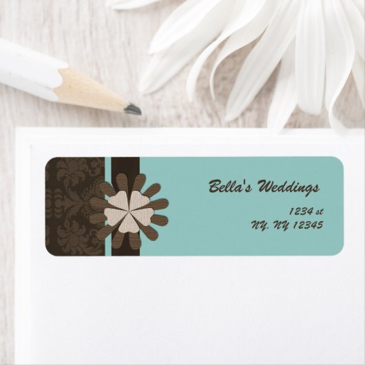 Damask aqua Return-Adressetikett (Insitu)