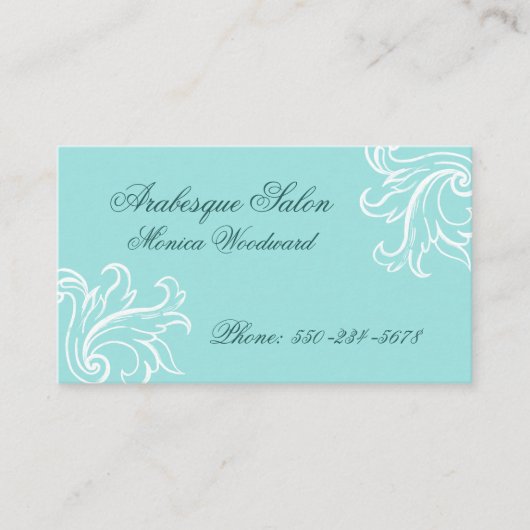 Damask Aqua, Türkis und White Business Card Visitenkarte (Vorderseite)