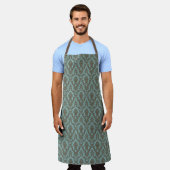 Damask Aqua und tan Muster Schürze (Getragen)