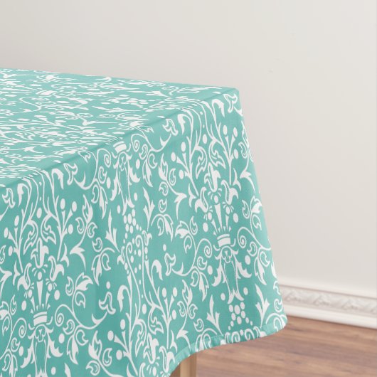 Damask Aquamarin & weiß Tischdecke (Beispiel)
