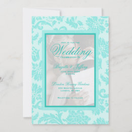 Damask aquamarine Hochzeitseinladung Einladung