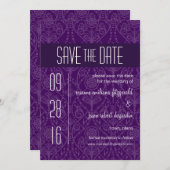 Damask Art Deco Save the Date Einladung (Vorne/Hinten)