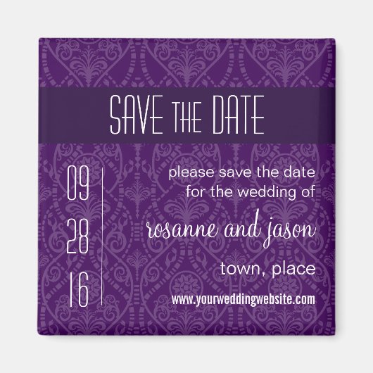 Damask Art Deco Speichern des Datumsmagazins Magnet (Vorne)