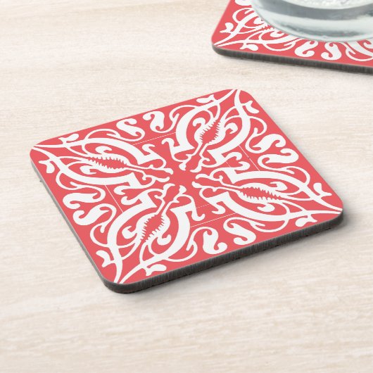 Damask auf rosa getränkeuntersetzer (Linke Seite)