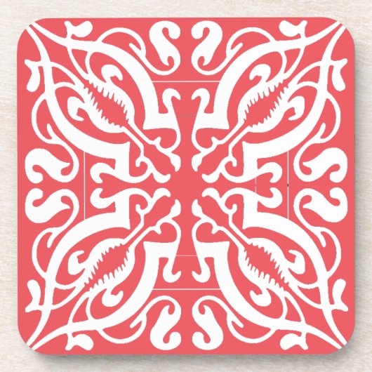 Damask auf rosa getränkeuntersetzer (Vorderseite)