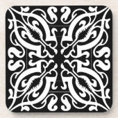 Damask auf schwarz getränkeuntersetzer (Vorderseite)