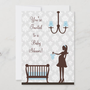 Damask Baby Dusche: Junge:Einladung Einladung