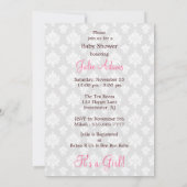 Damask Baby Dusche: Mädchen:Einladung Einladung (Rückseite)