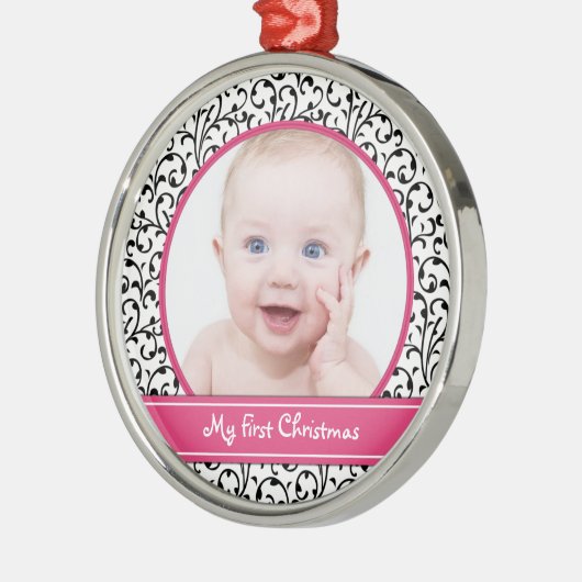 Damask Baby's First Christmas Ornament (Links)