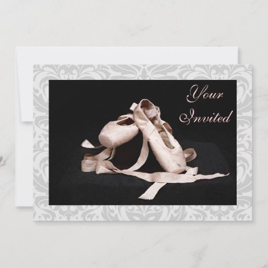 Damask Ballet Shoes Dance Recital Invitation Einladung (Vorderseite)